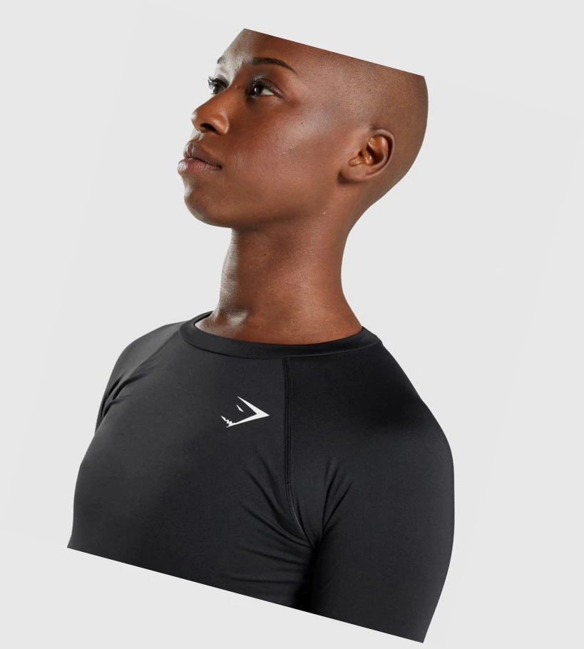 Gymshark Trenings Baselayer Top T-skjorte Dame Svarte | VECKOS534