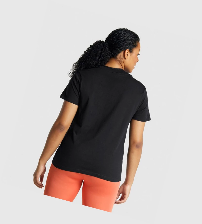 Gymshark Trenings Basic T-skjorte Dame Svarte | LYJVZR718