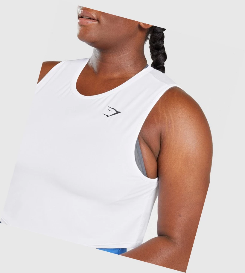 Gymshark Trenings Crop Singlet Dame Hvite | ARVXCU765