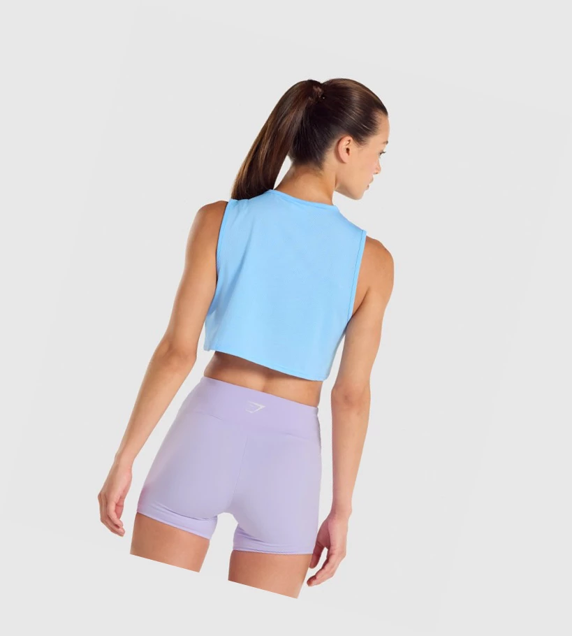 Gymshark Trenings Crop Singlet Dame Lyse Blå | GHURPX937