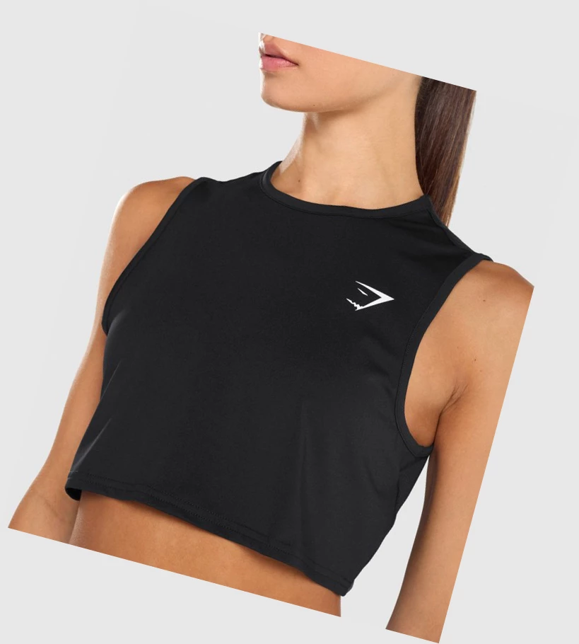 Gymshark Trenings Crop Singlet Dame Svarte | JKWPHN630