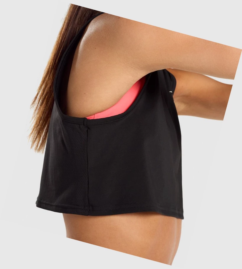 Gymshark Trenings Crop Singlet Dame Svarte | JKWPHN630