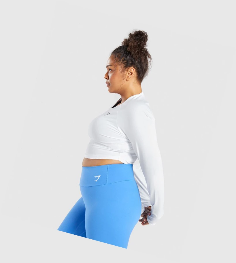 Gymshark Trenings Crop Top Gensere Dame Hvite | QTNUDS597