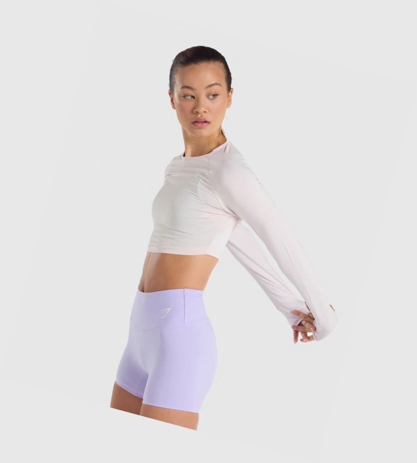 Gymshark Trenings Crop Top Gensere Dame Pisket Krem | SJMBFE564