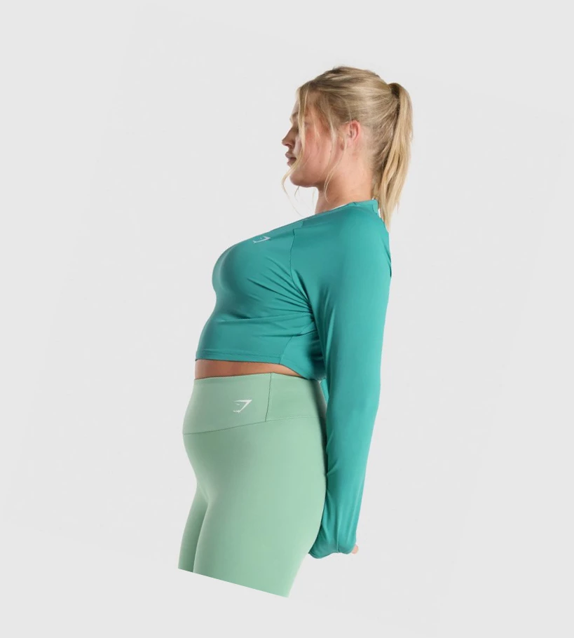 Gymshark Trenings Crop Top T-skjorte Dame Turkis | KIGEAR710