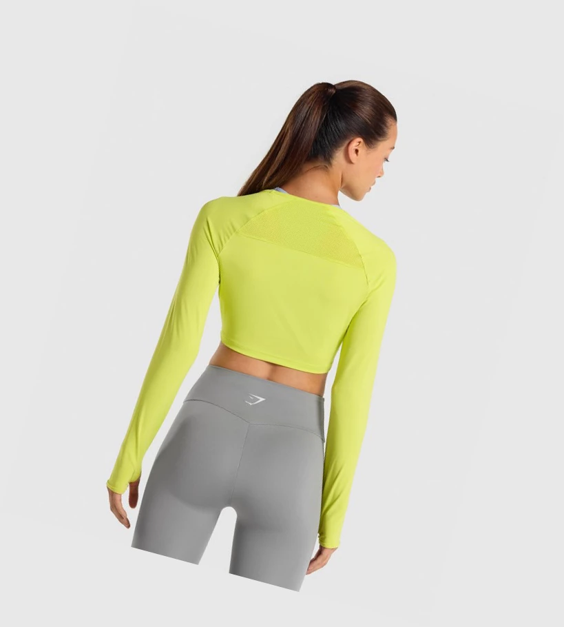 Gymshark Trenings Crop Top T-skjorte Dame Gul | THVOBI692