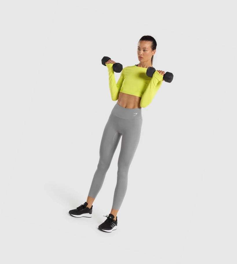 Gymshark Trenings Crop Top T-skjorte Dame Gul | THVOBI692