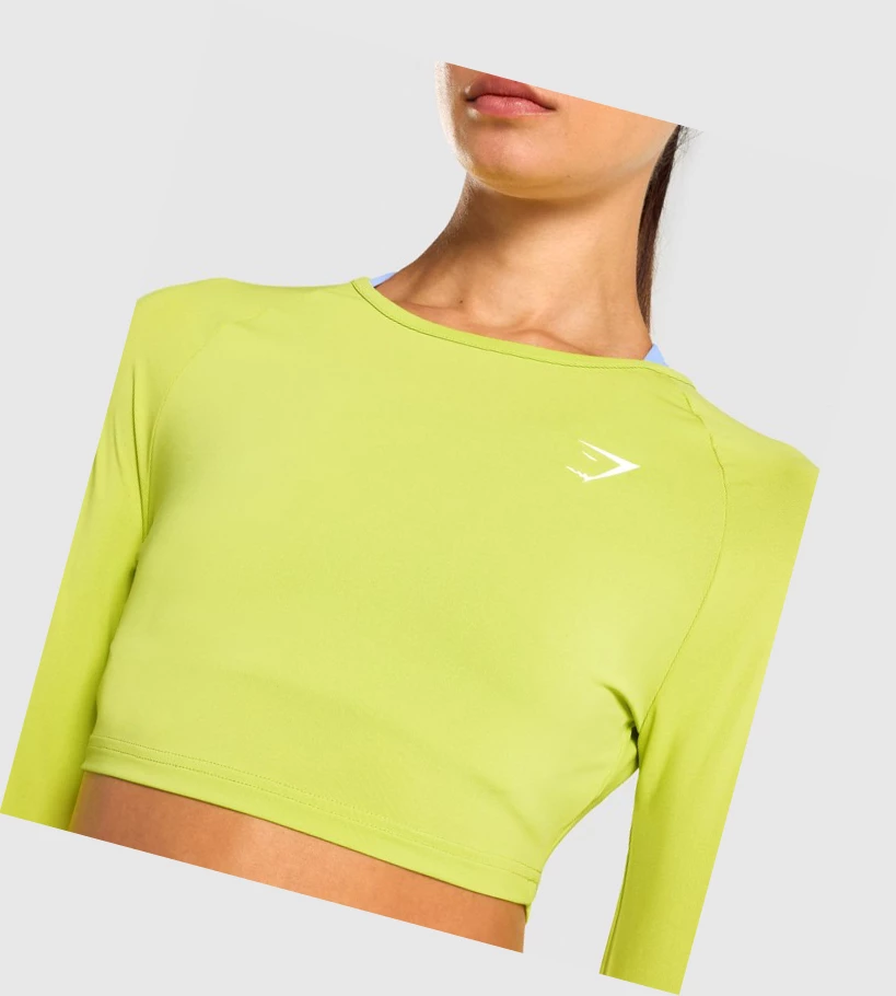 Gymshark Trenings Crop Top T-skjorte Dame Gul | THVOBI692