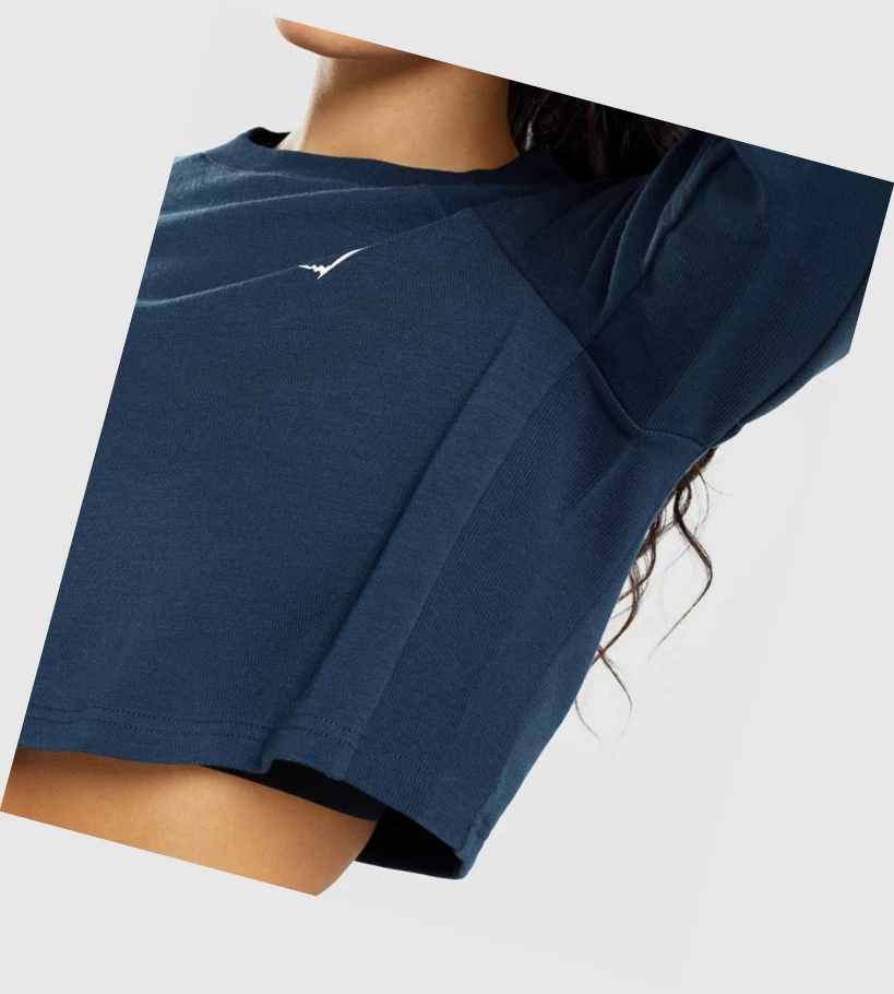 Gymshark Trenings Cropped Genser Klær Dame Marineblå | BWRJIU816