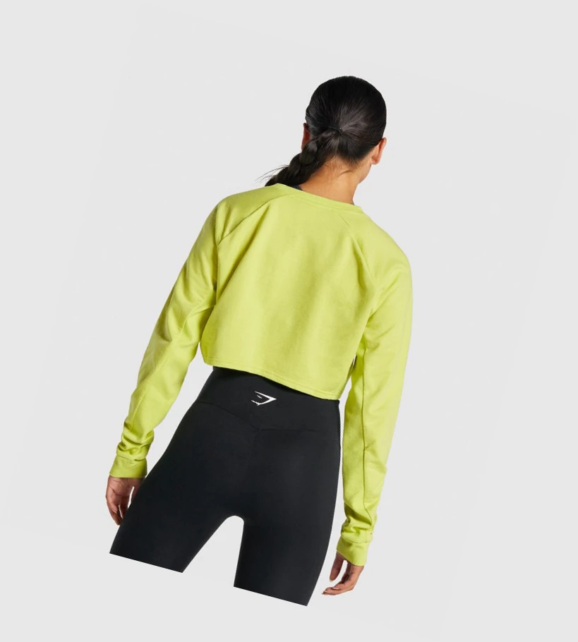 Gymshark Trenings Cropped Genser Klær Dame Gul | EJBGDI628