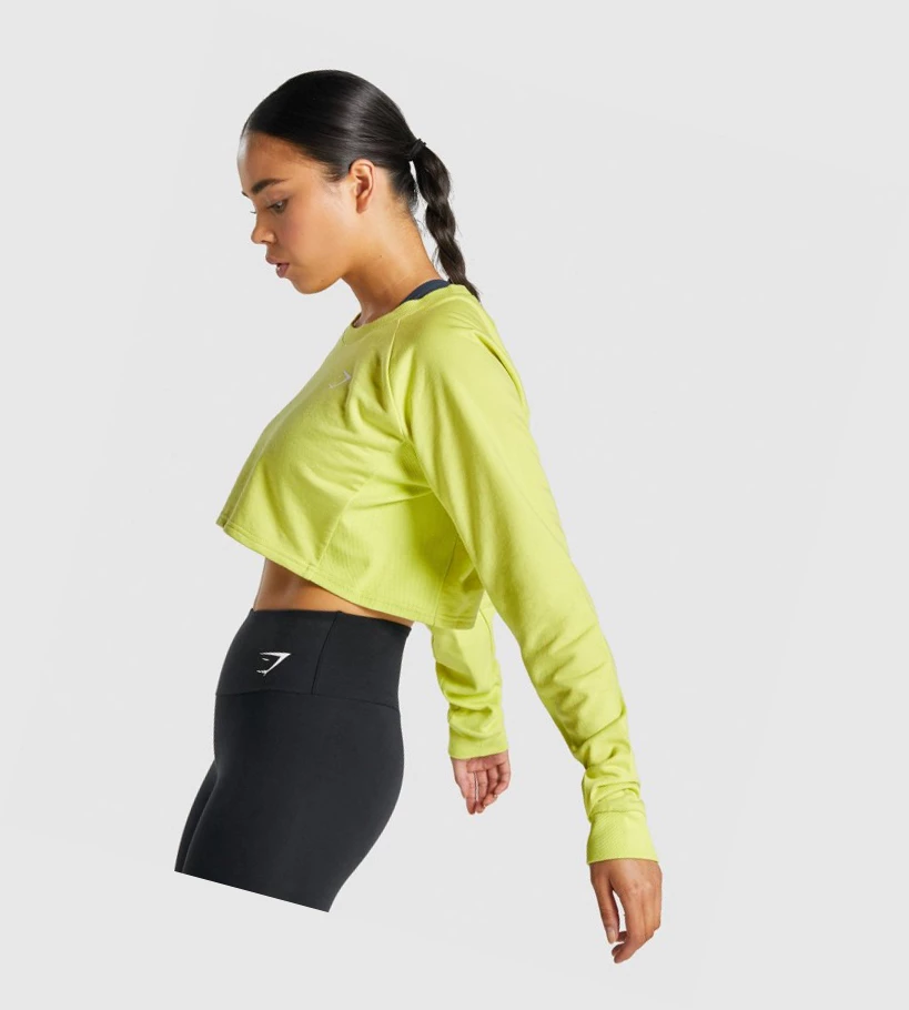 Gymshark Trenings Cropped Genser Klær Dame Gul | EJBGDI628