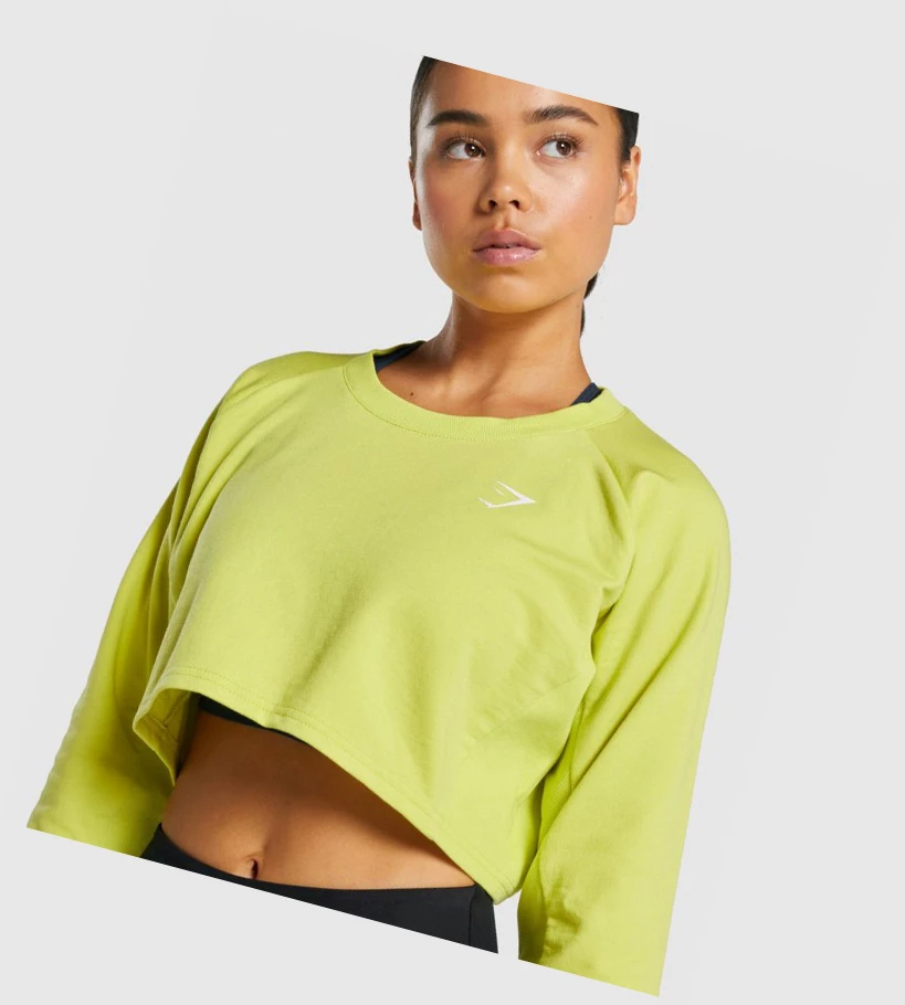 Gymshark Trenings Cropped Genser Klær Dame Gul | EJBGDI628