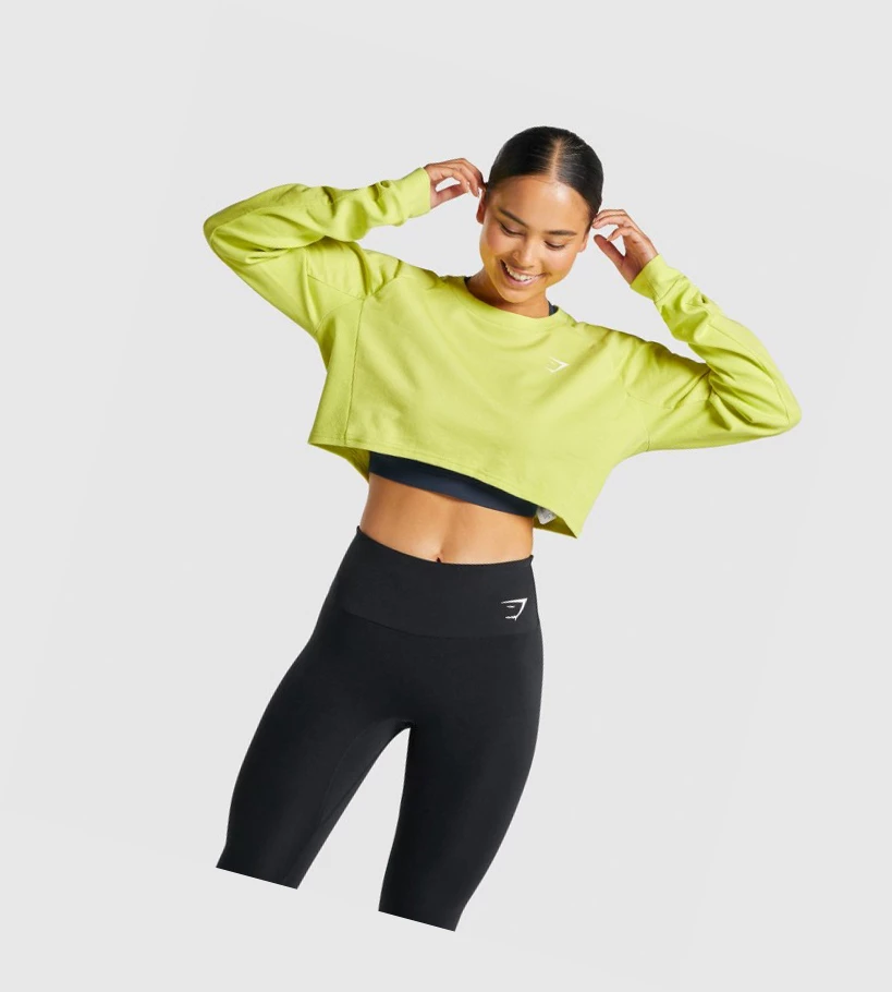 Gymshark Trenings Cropped Genser Klær Dame Gul | EJBGDI628