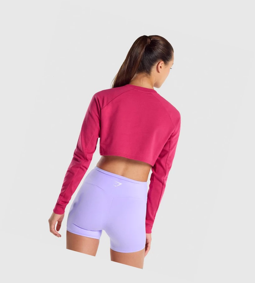 Gymshark Trenings Cropped Genser Klær Dame Rosa | JTRCAS906