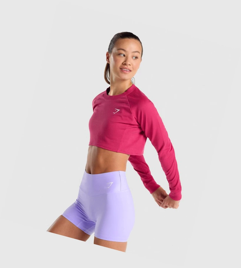 Gymshark Trenings Cropped Genser Klær Dame Rosa | JTRCAS906