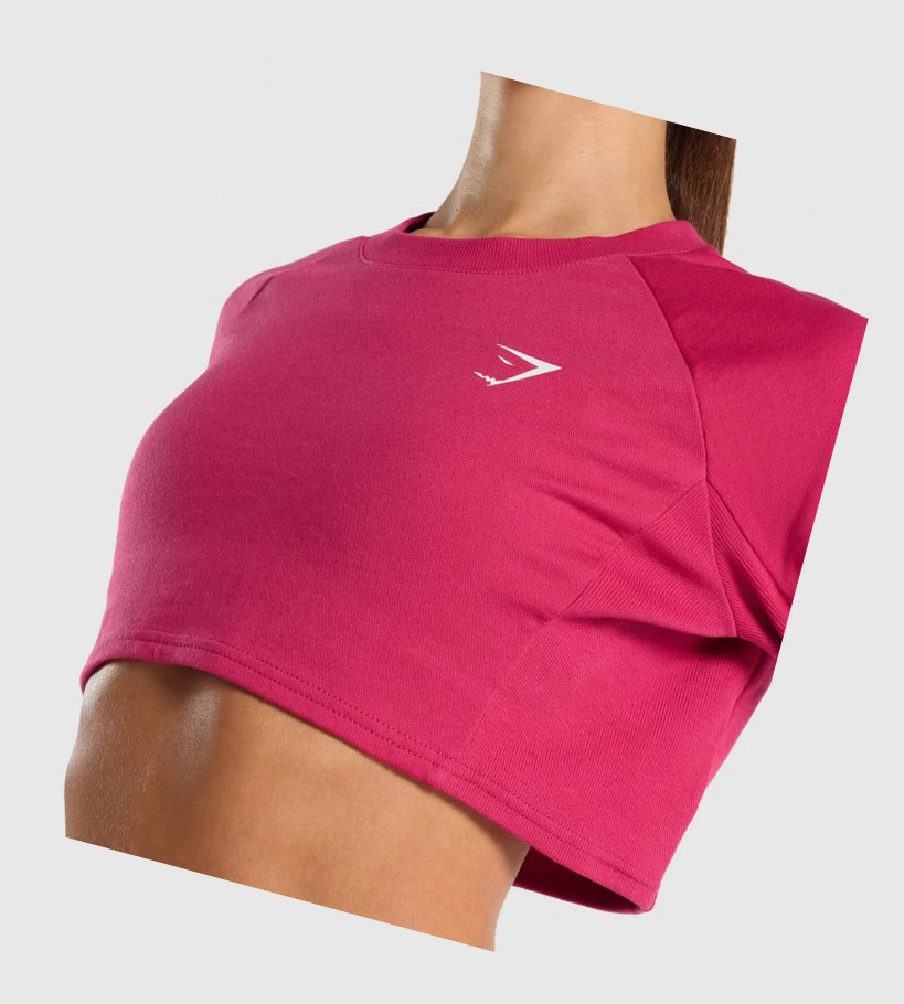 Gymshark Trenings Cropped Genser Klær Dame Rosa | JTRCAS906