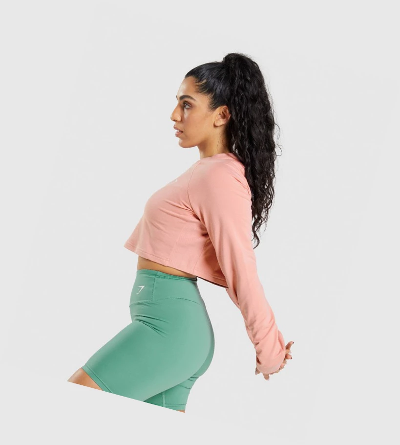 Gymshark Trenings Cropped Genser Klær Dame Rosa | MACEVN082