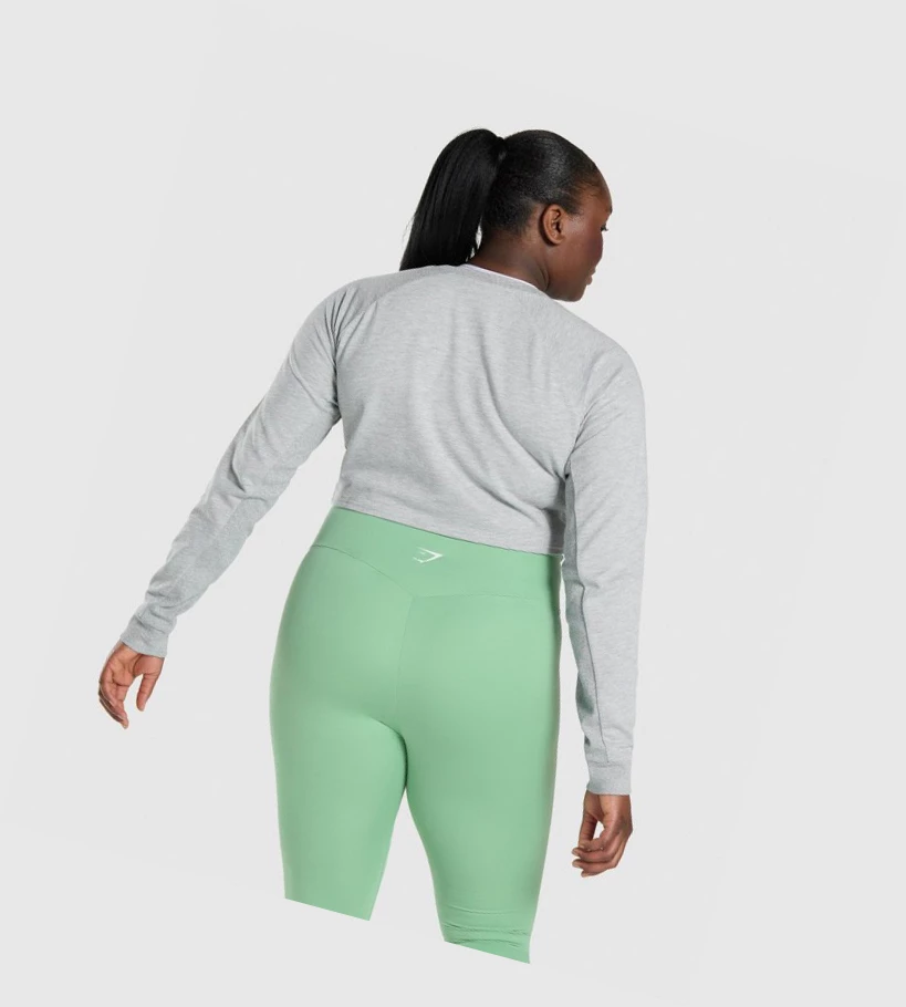 Gymshark Trenings Cropped Genser Klær Dame Lyse Grå | NGOTQB302