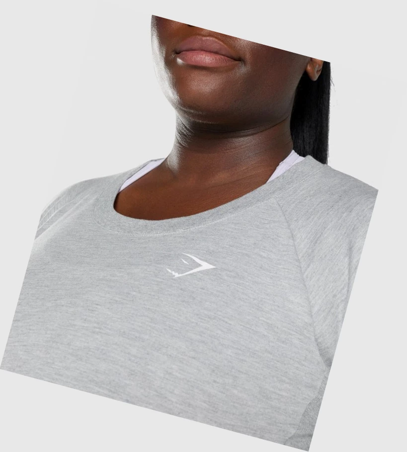 Gymshark Trenings Cropped Genser Klær Dame Lyse Grå | NGOTQB302