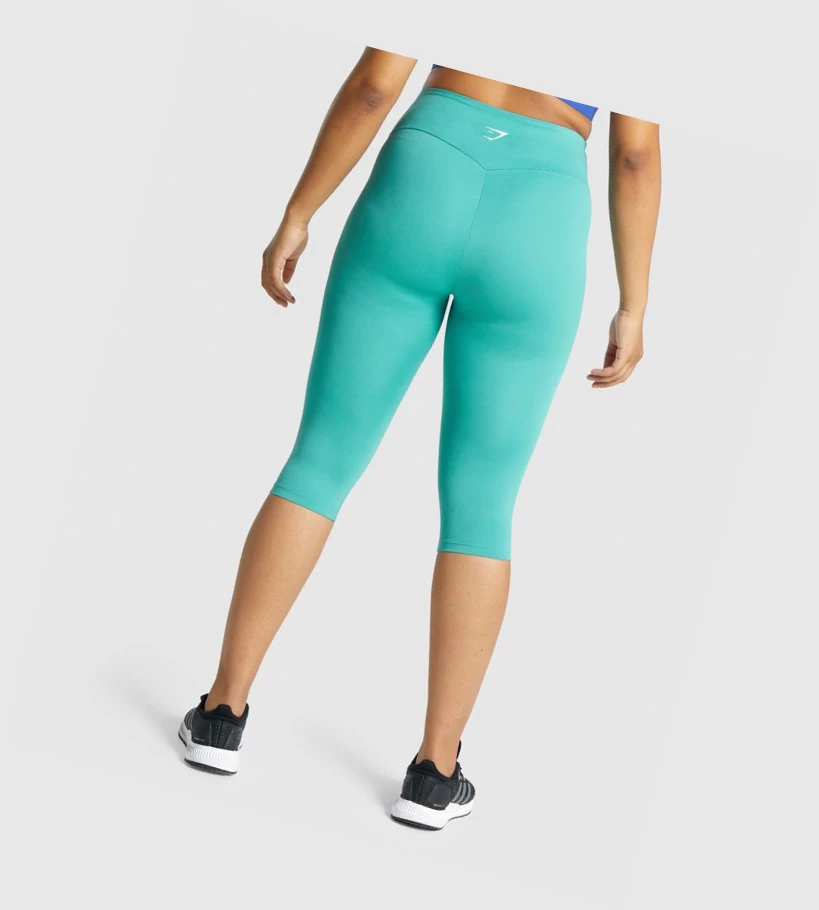 Gymshark Trenings Cropped High Waisted Leggings Dame Turkis | AHJKCM531