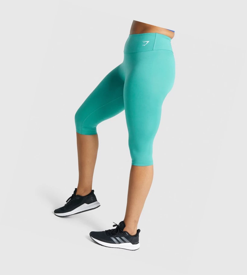 Gymshark Trenings Cropped High Waisted Leggings Dame Turkis | AHJKCM531