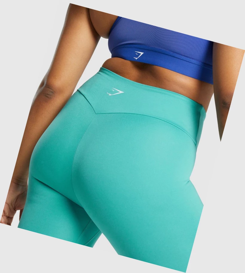 Gymshark Trenings Cropped High Waisted Leggings Dame Turkis | AHJKCM531