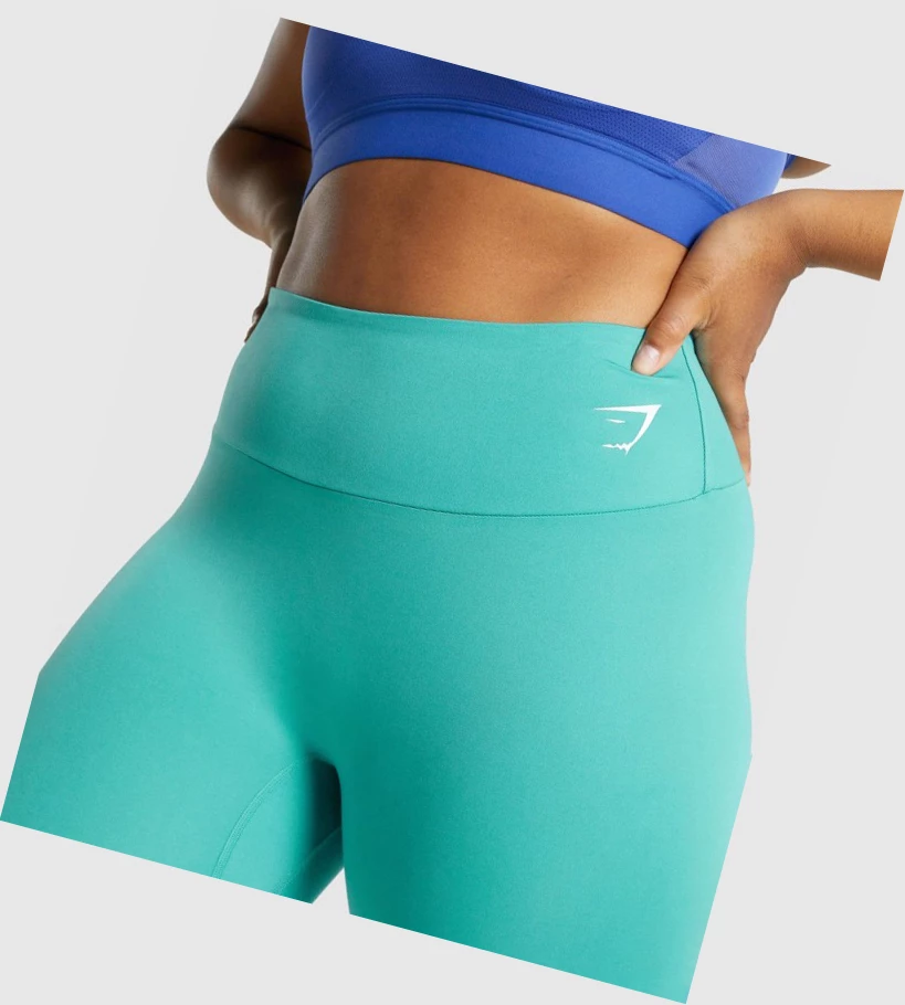 Gymshark Trenings Cropped High Waisted Leggings Dame Turkis | AHJKCM531