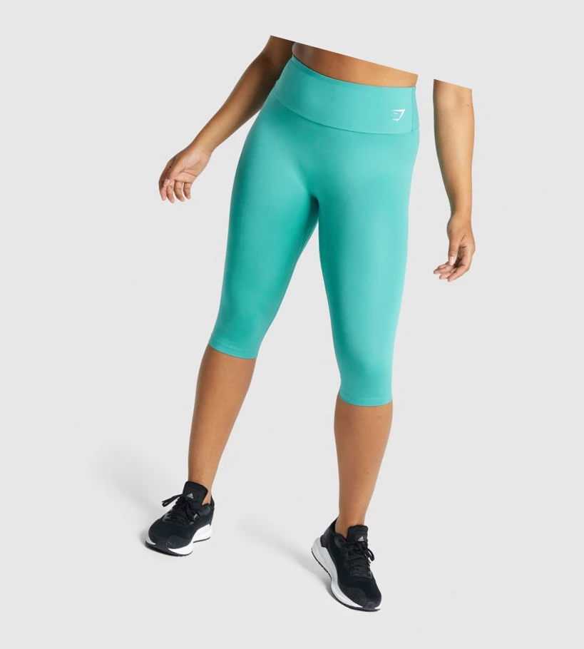 Gymshark Trenings Cropped High Waisted Leggings Dame Turkis | AHJKCM531