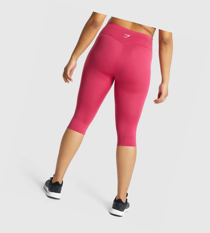 Gymshark Trenings Cropped High Waisted Leggings Dame Rosa | YHRJBL239