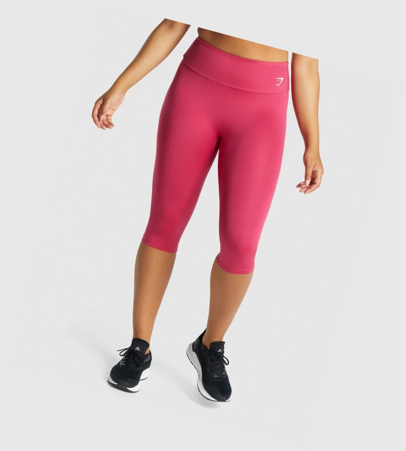 Gymshark Trenings Cropped High Waisted Leggings Dame Rosa | YHRJBL239