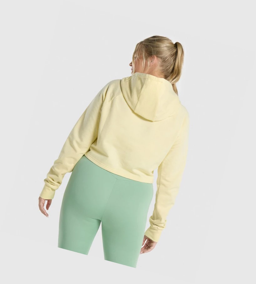 Gymshark Trenings Cropped Klær Dame Lyse Gul | GSVZRC431