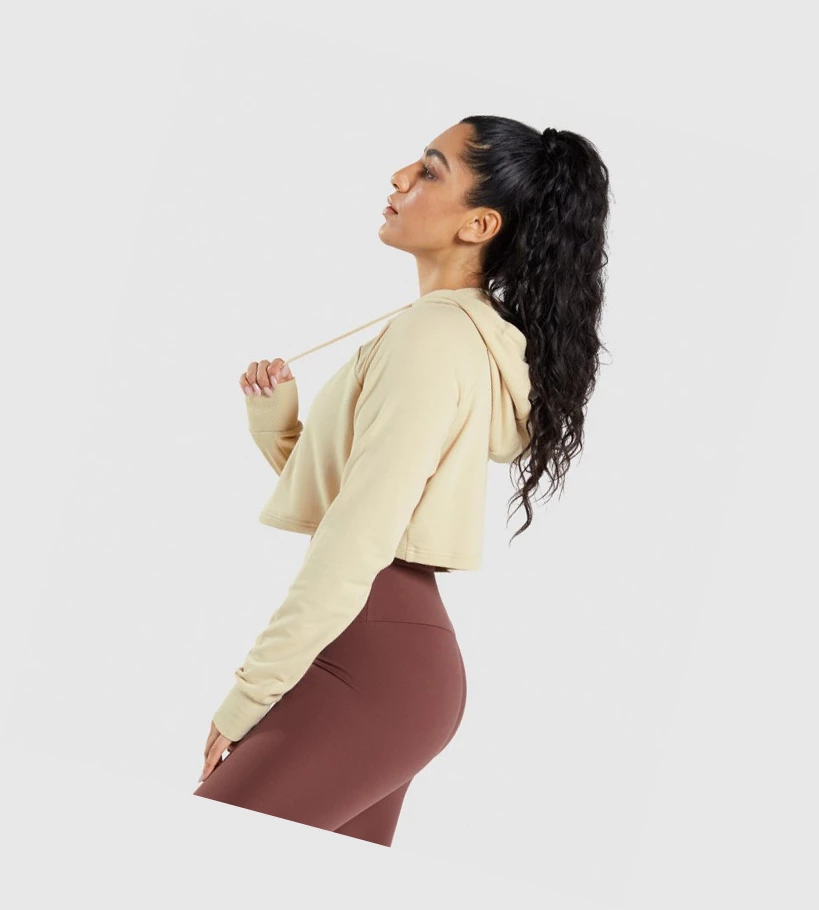 Gymshark Trenings Cropped Klær Dame Lyse Gul Brune | XOWRIT603