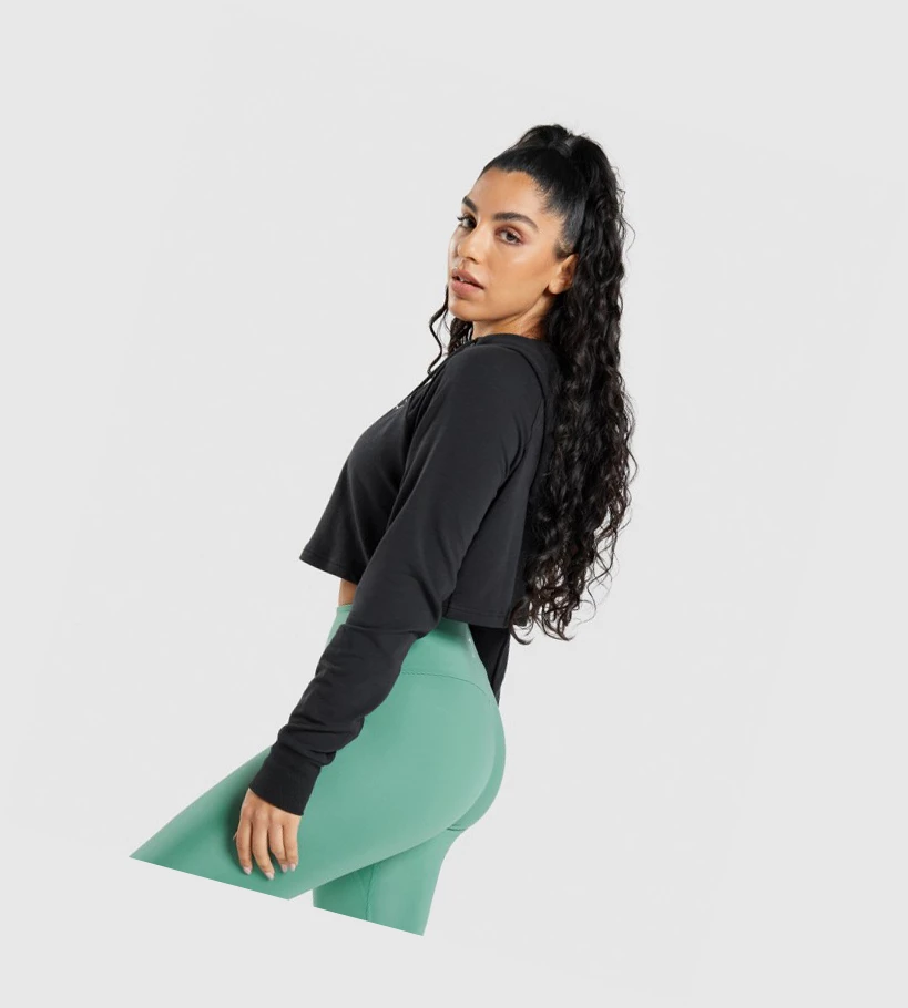 Gymshark Trenings Cropped Klær Dame Svarte | RFEYBM862