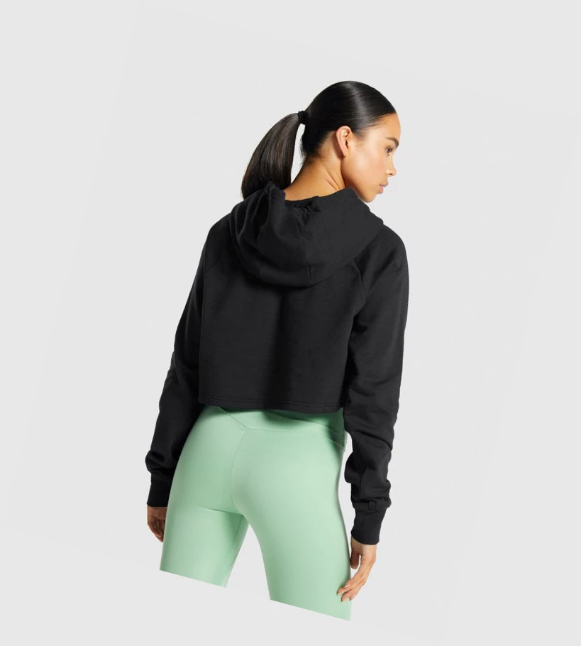 Gymshark Trenings Cropped Klær Dame Svarte | TAHBYF195