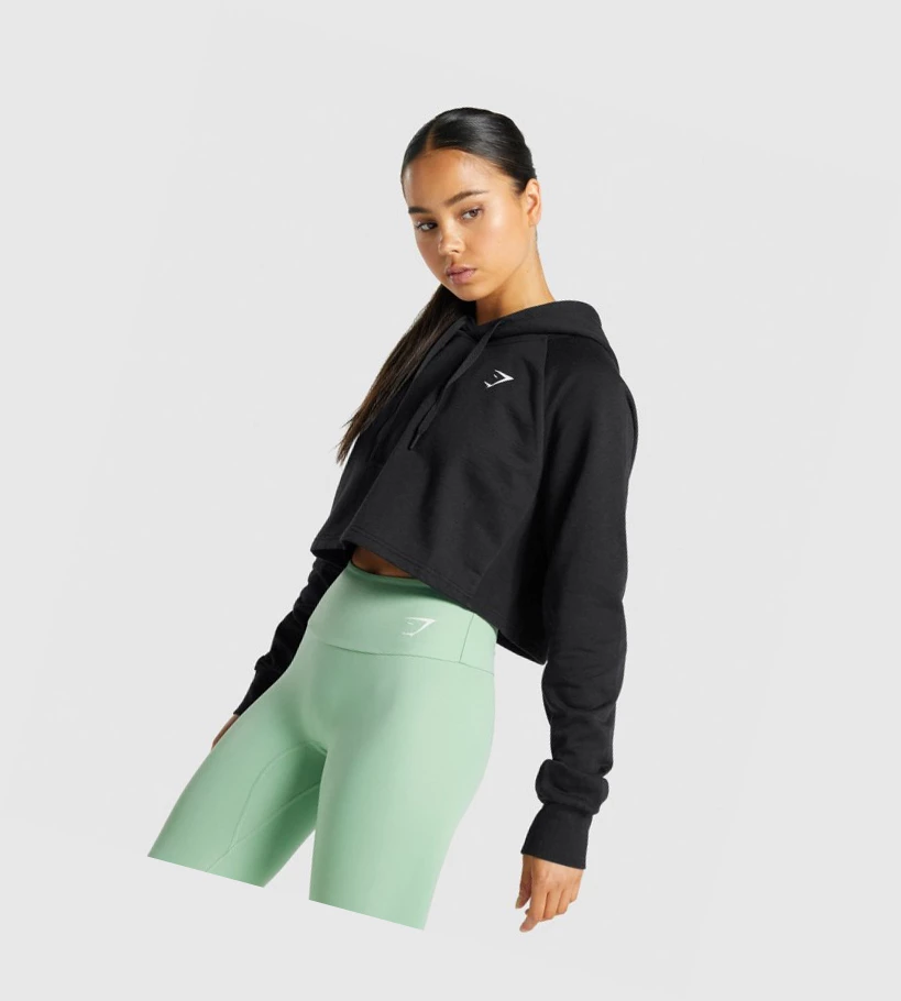 Gymshark Trenings Cropped Klær Dame Svarte | TAHBYF195