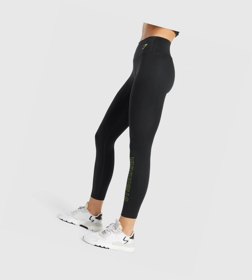 Gymshark Trenings Grafiske High Waisted Leggings Dame Svarte | VKDUNF640