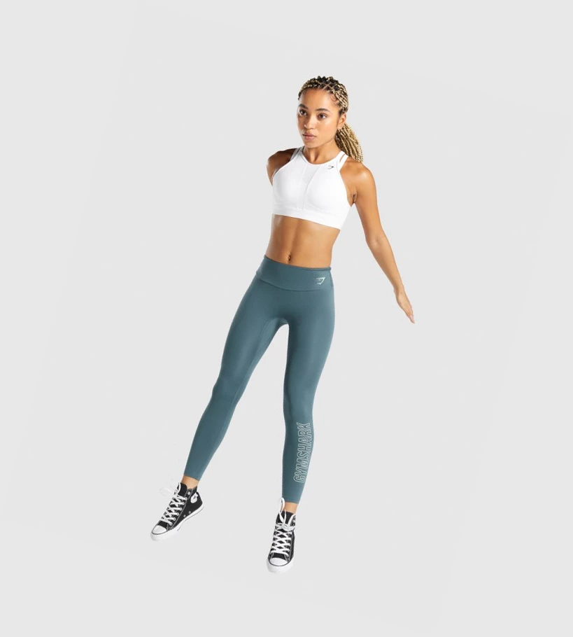 Gymshark Trenings Grafiske High Waisted Leggings Dame Turkis | VOMFJE260