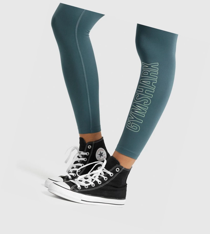 Gymshark Trenings Grafiske High Waisted Leggings Dame Turkis | VOMFJE260