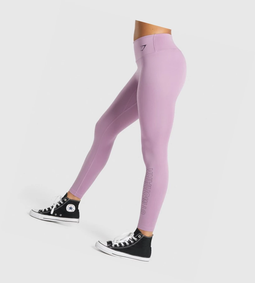 Gymshark Trenings Grafiske High Waisted Leggings Dame Lilla | WYEUAQ613