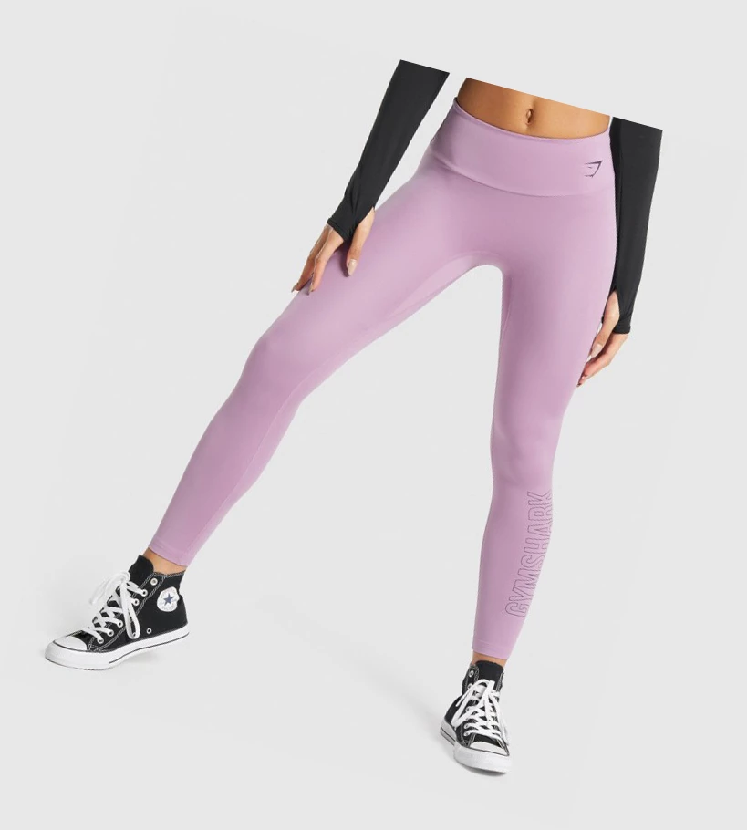 Gymshark Trenings Grafiske High Waisted Leggings Dame Lilla | WYEUAQ613