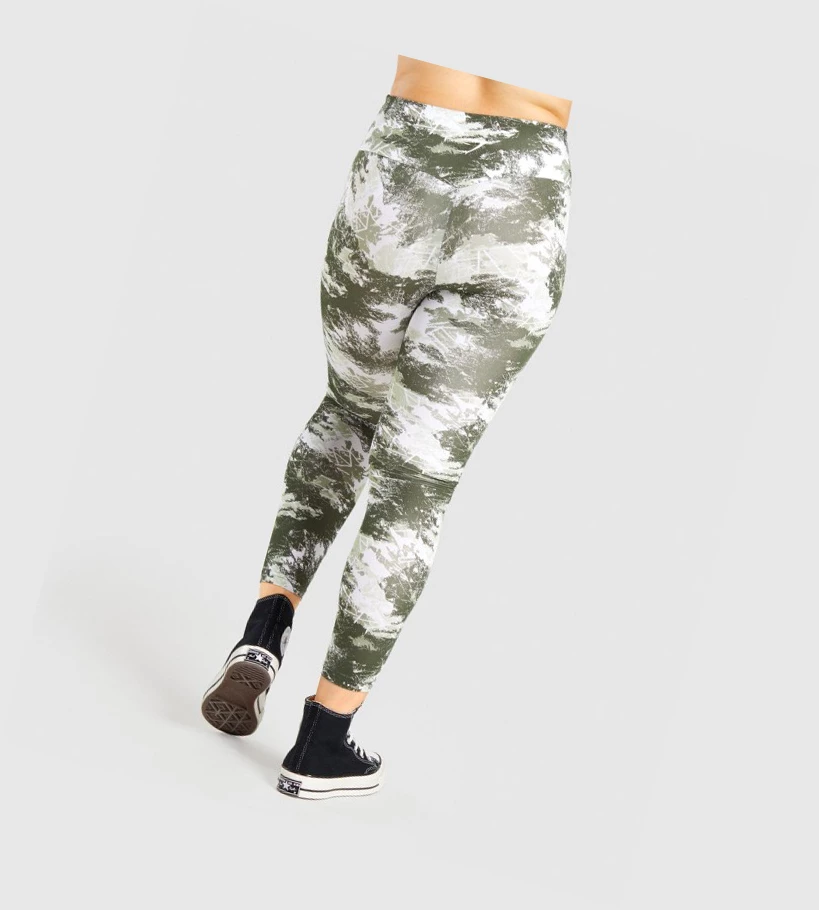 Gymshark Trenings High Waisted Leggings Dame Grønn Camouflage | SBHFKA436