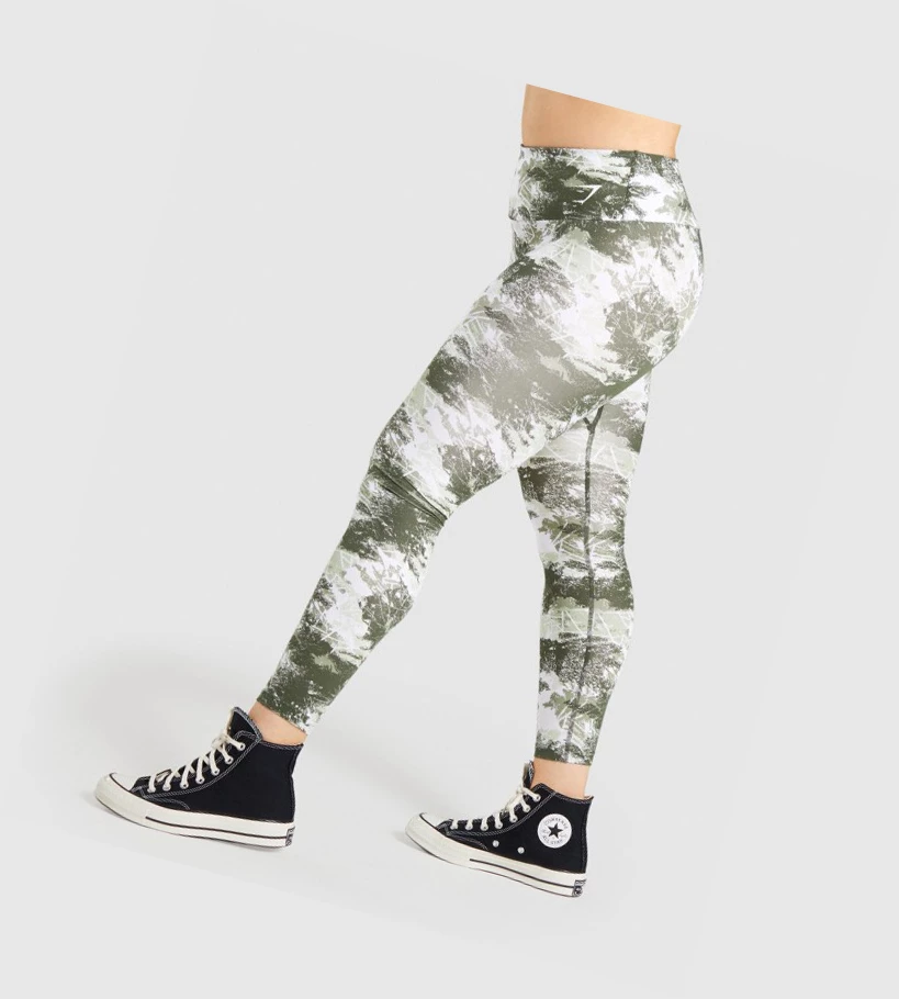 Gymshark Trenings High Waisted Leggings Dame Grønn Camouflage | SBHFKA436