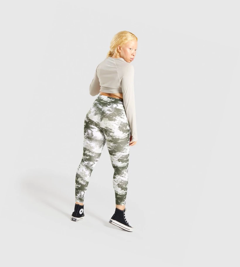 Gymshark Trenings High Waisted Leggings Dame Grønn Camouflage | SBHFKA436