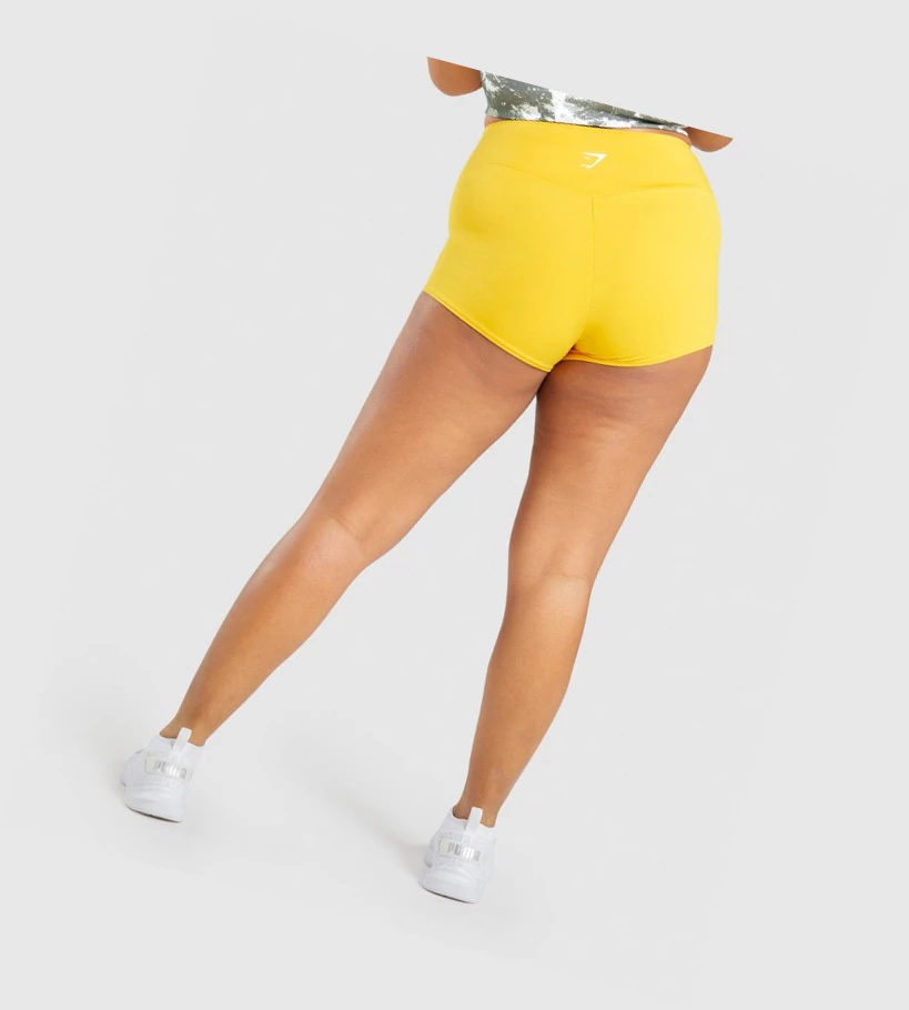 Gymshark Trenings Kort Length Shorts Dame Gul | KCQUIG218