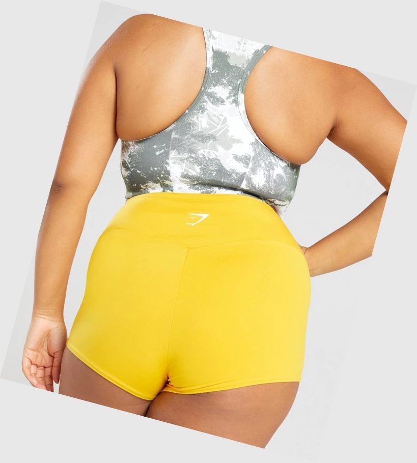 Gymshark Trenings Kort Length Shorts Dame Gul | KCQUIG218