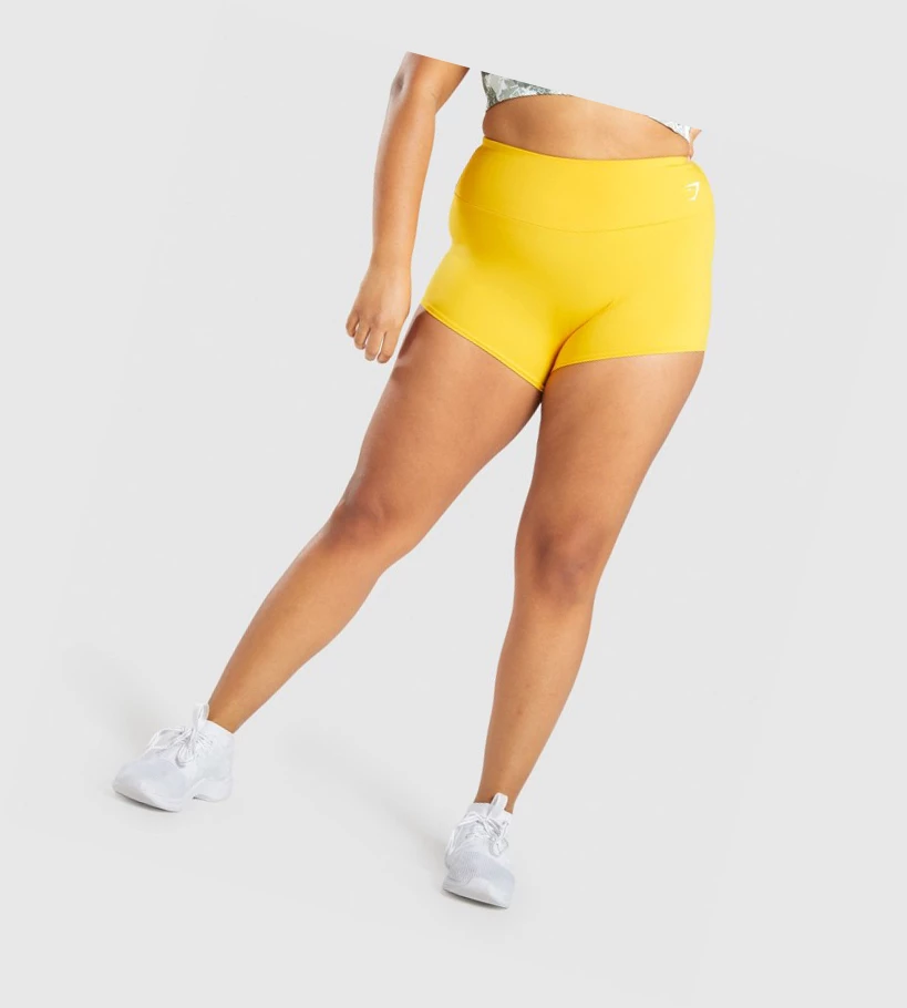 Gymshark Trenings Kort Length Shorts Dame Gul | KCQUIG218