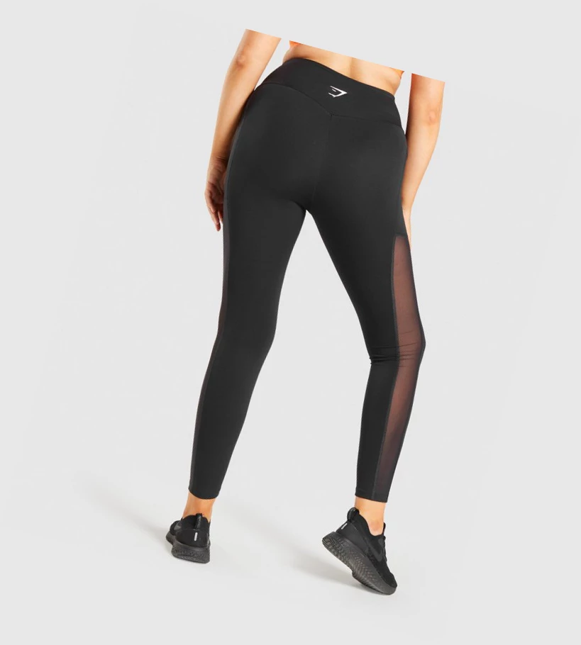 Gymshark Trenings Mesh Pocket High Waisted Leggings Dame Svarte | BLNRWH287