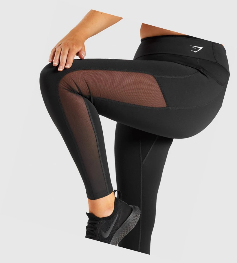 Gymshark Trenings Mesh Pocket High Waisted Leggings Dame Svarte | BLNRWH287