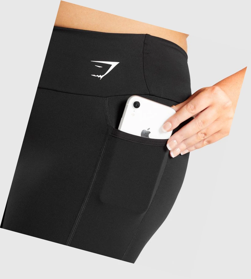 Gymshark Trenings Mesh Pocket High Waisted Leggings Dame Svarte | BLNRWH287