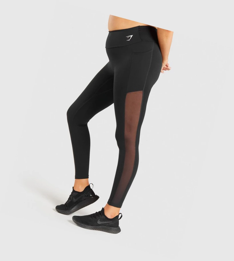 Gymshark Trenings Mesh Pocket High Waisted Leggings Dame Svarte | BLNRWH287